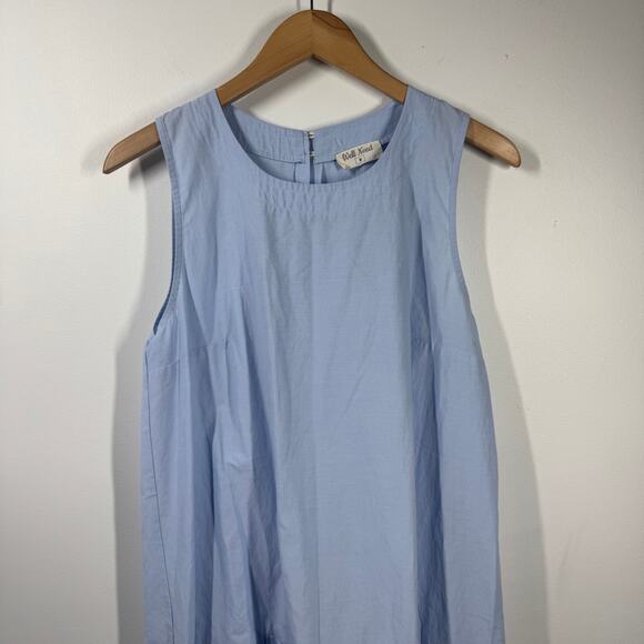 Well Need Dress Women M Blue Cotton Blend High Low Tank Spring Minimal Preppy - Picture 3 of 9
